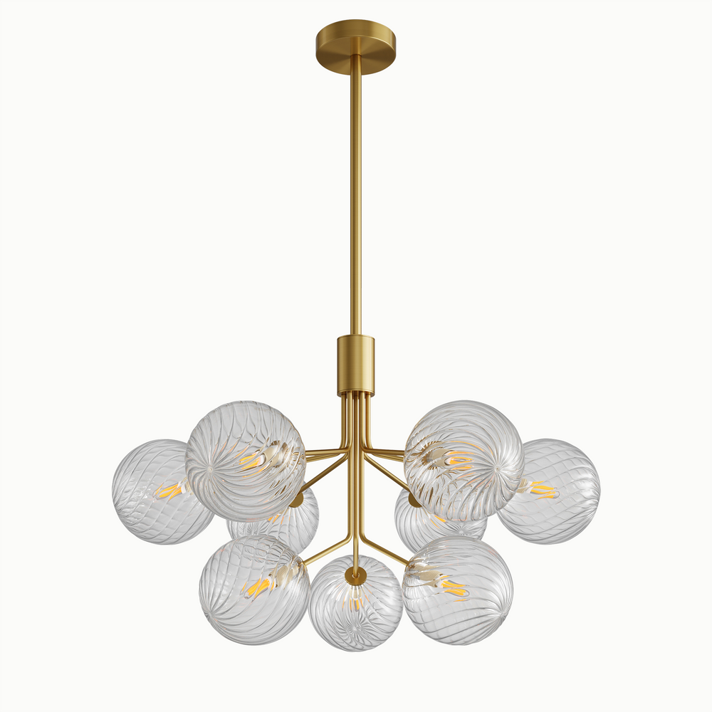 Modern Advanced Sense Tree Brass Round Transparent Glass Chandelier