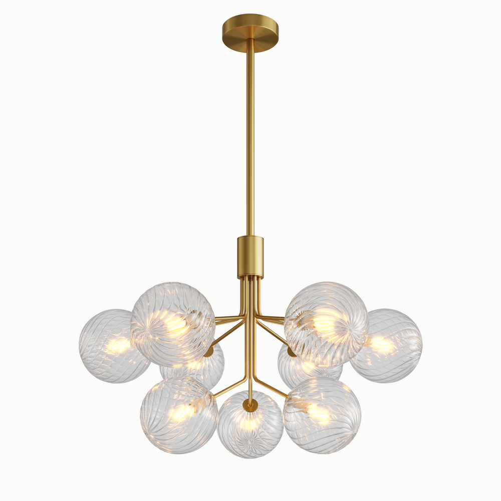 Modern Advanced Sense Tree Brass Round Transparent Glass Chandelier