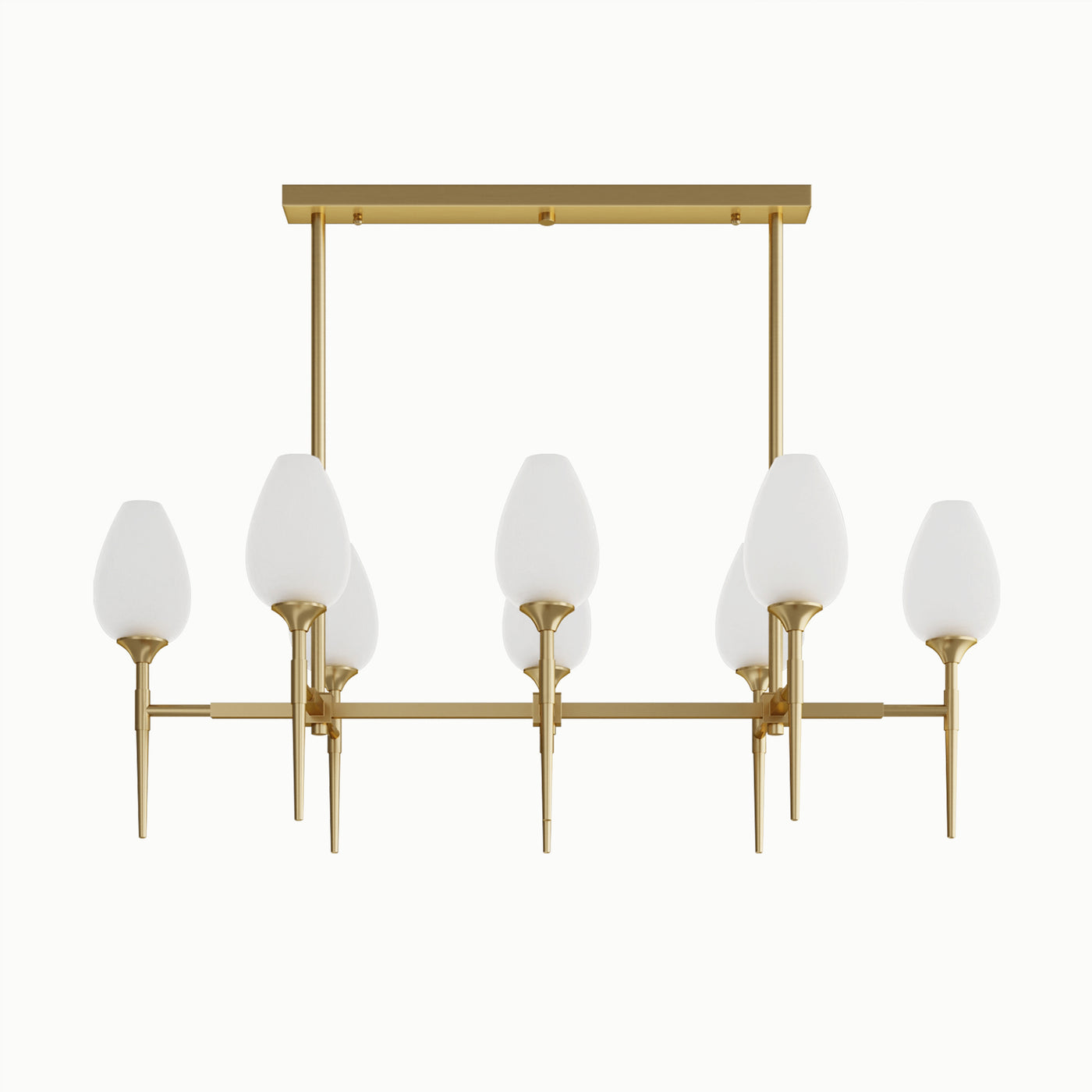 Floral-Shaped Multi-Head Frosted Linear Glass Chandelier