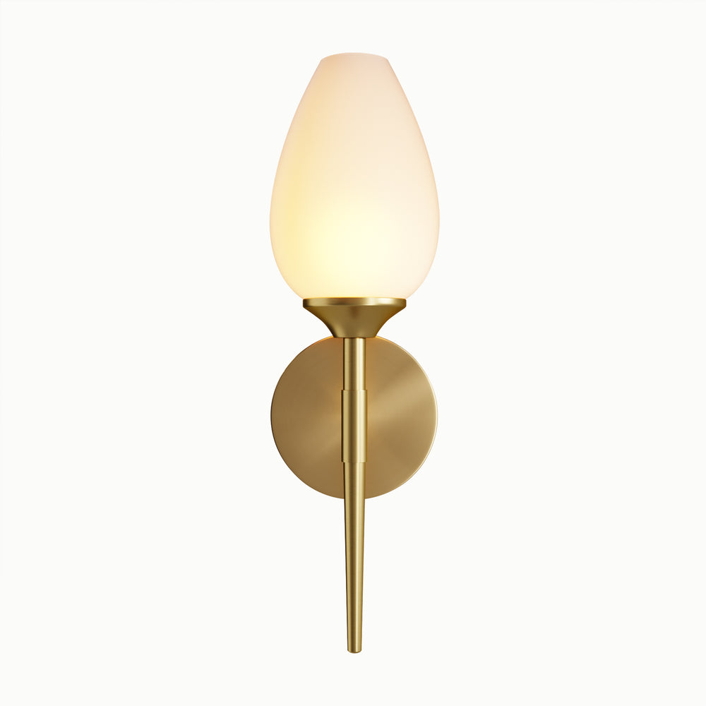 Brass Floral Frosted Glass Interior Wall Sconce