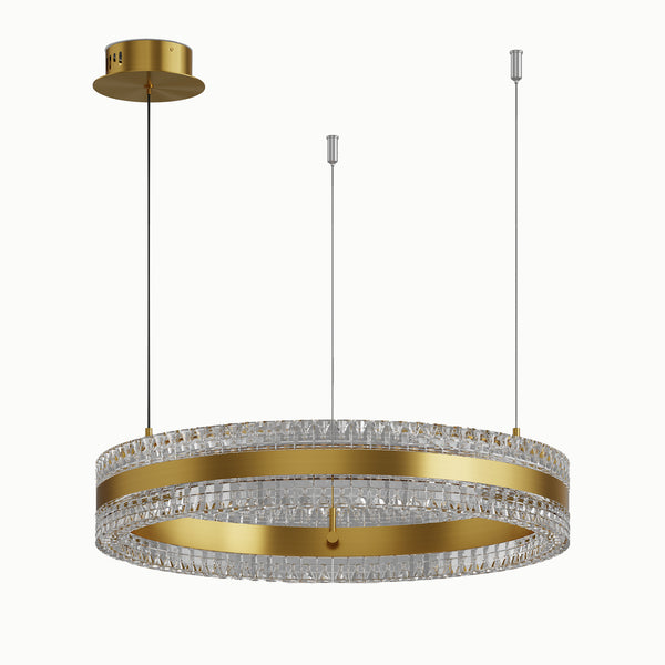 Minimalist Ring Up Down Luminous Stone Pattern Acrylic Led Chandelier