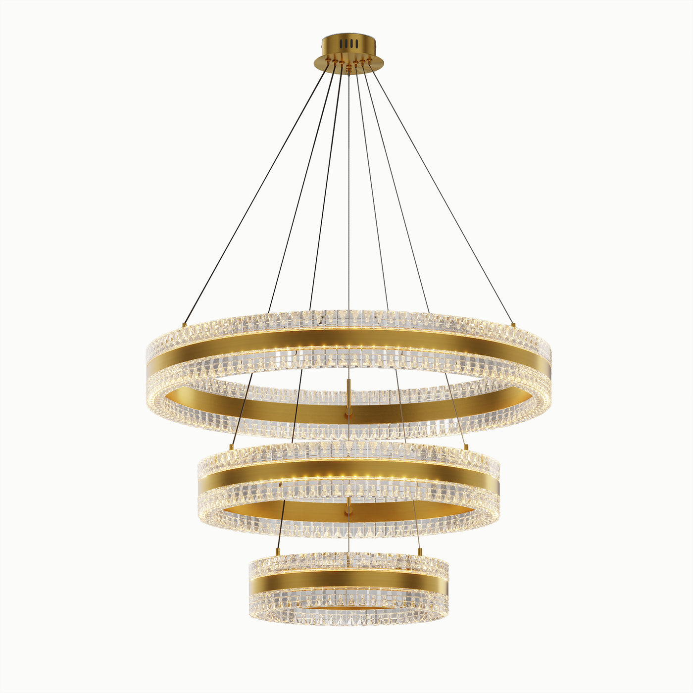 Minimalist Ring Up Down Luminous Stone Pattern Acrylic Led 3-Circle Chandelier