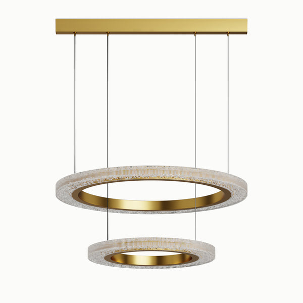 Modern Minimalist Drawn Led Dimmable Ring Acrylic 2-Circle Chandelier