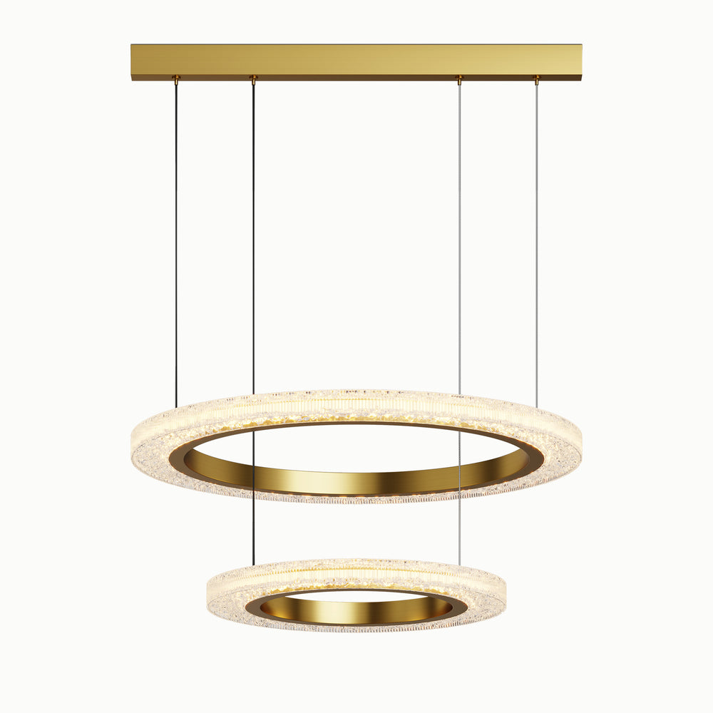 Modern Minimalist Drawn Led Dimmable Ring Acrylic 2-Circle Chandelier