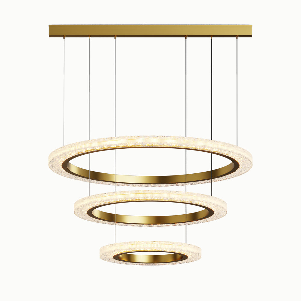 Modern Minimalist Drawn Led Dimmable Ring Acrylic 3-Circle Chandelier