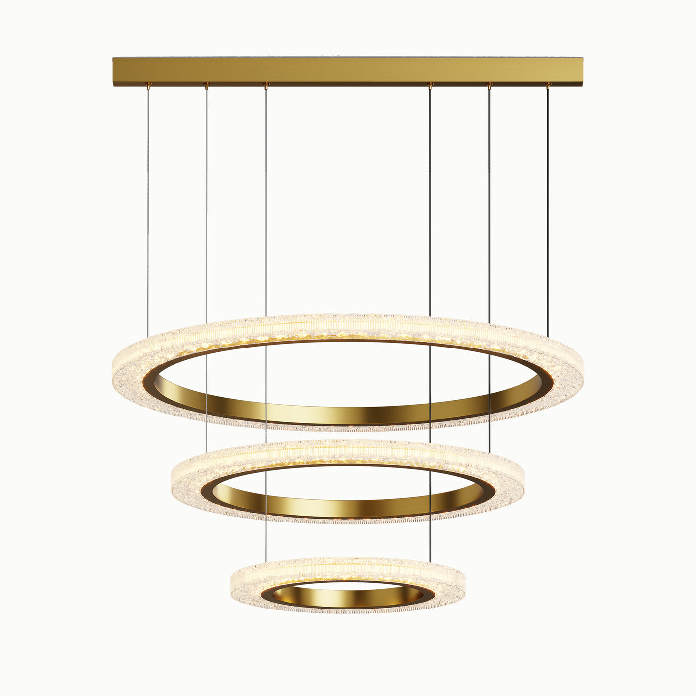 Modern Minimalist Drawn Led Dimmable Ring Acrylic 3-Circle Chandelier