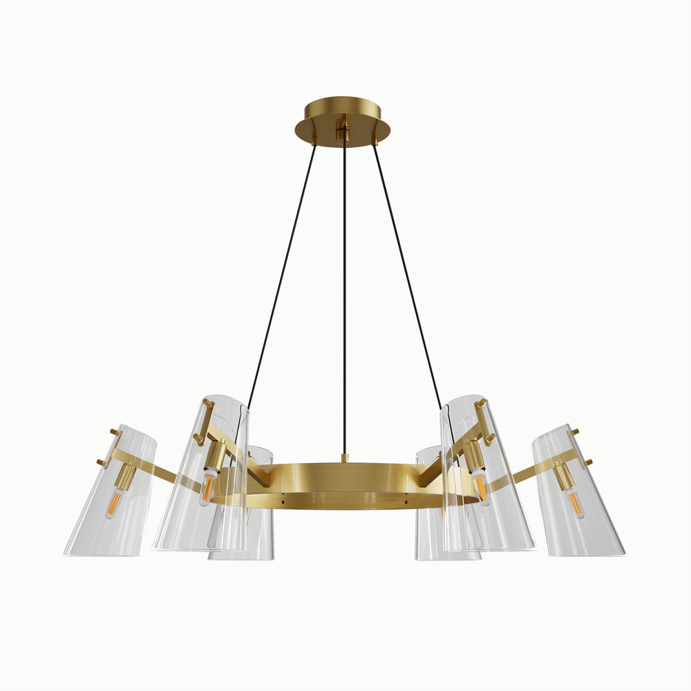 Black Brass Transparent Acrylic Bell Round Chandelier