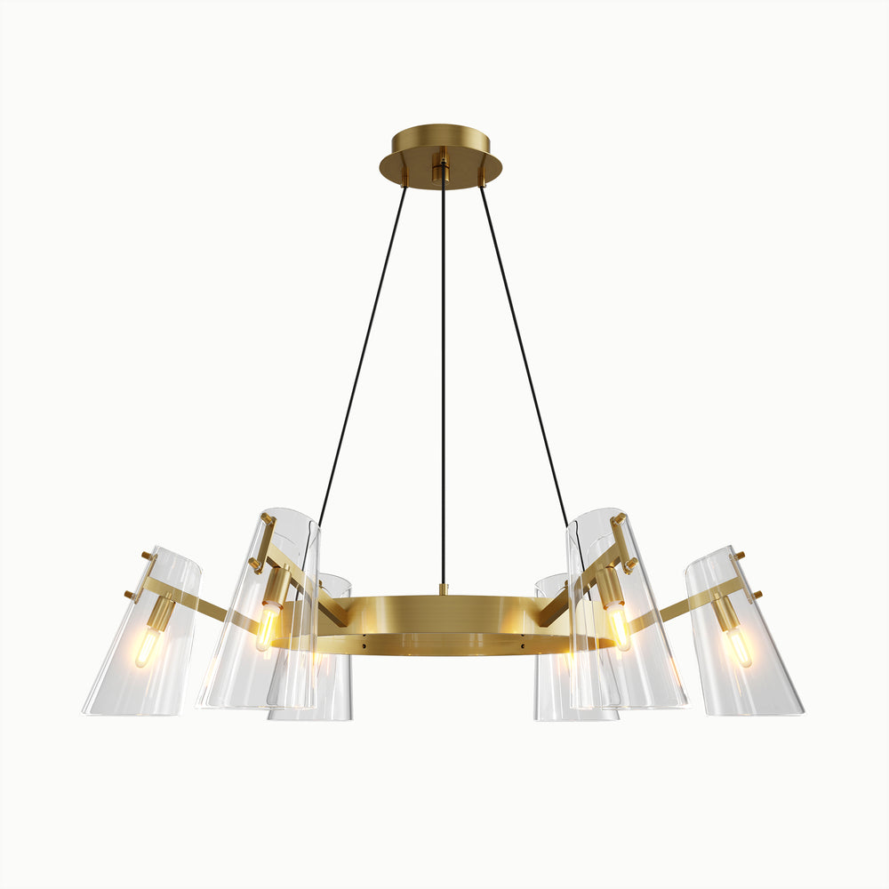 Black Brass Transparent Acrylic Bell Round Chandelier