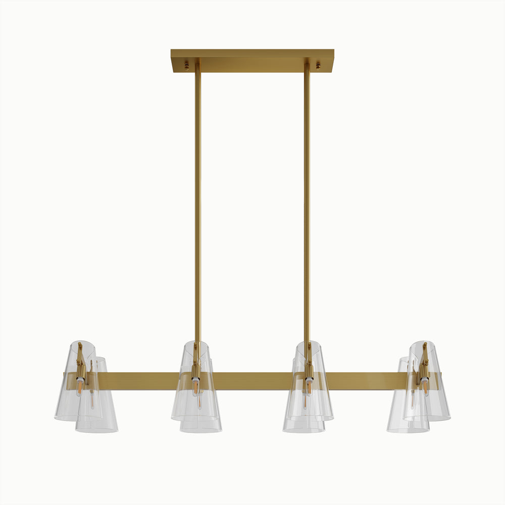 Black Brass Transparent Acrylic Bell Linear Chandelier