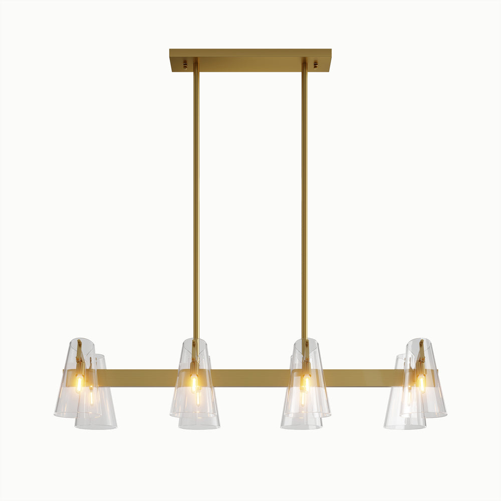 Black Brass Transparent Acrylic Bell Linear Chandelier