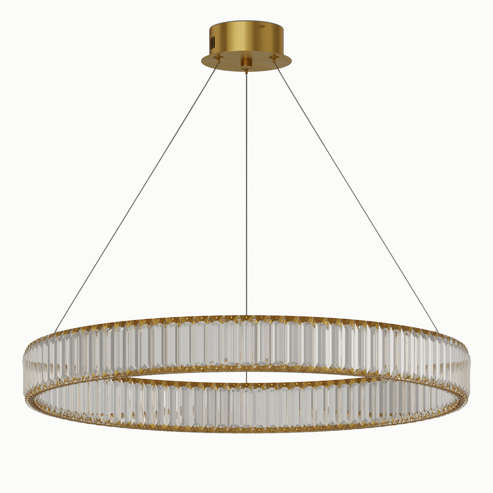 Led Three-Color Adjustable Ring Crystal Chandelier