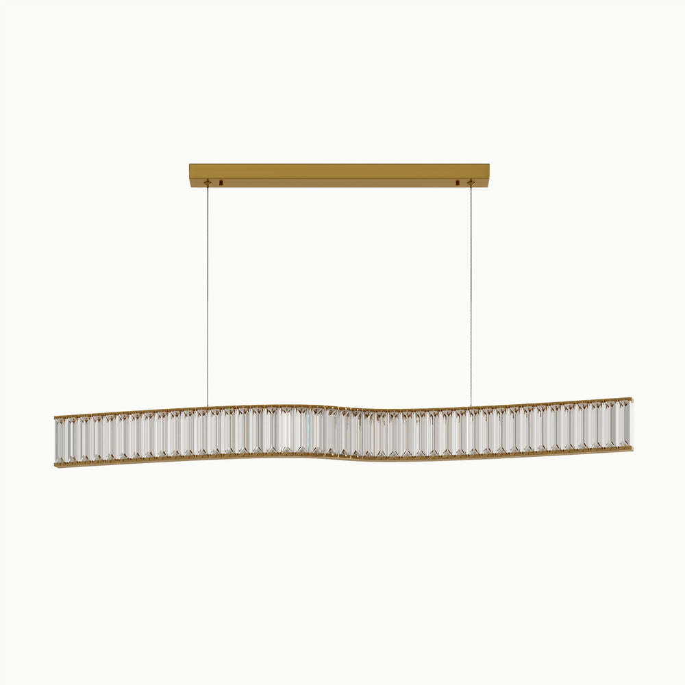 Gold Curve Led Linear Wave Crystal Chandelier