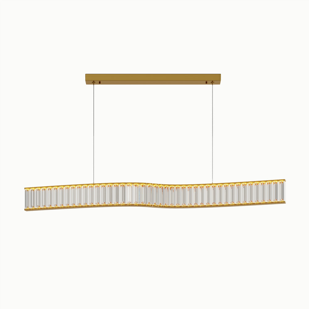 Gold Curve Led Linear Wave Crystal Chandelier