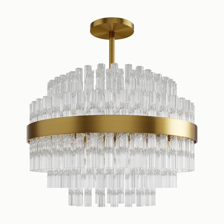 Round Multi-Layer Water Ripple Glass Chandelier