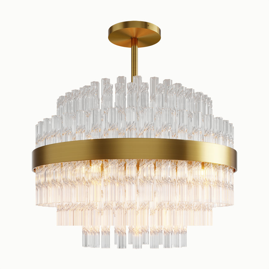 Round Multi-Layer Water Ripple Glass Chandelier
