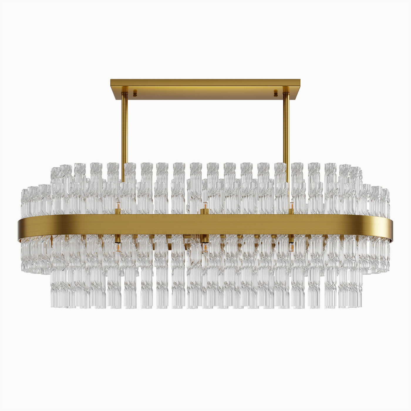 Rectangular Multi-Layer Water Ripple Glass Chandelier