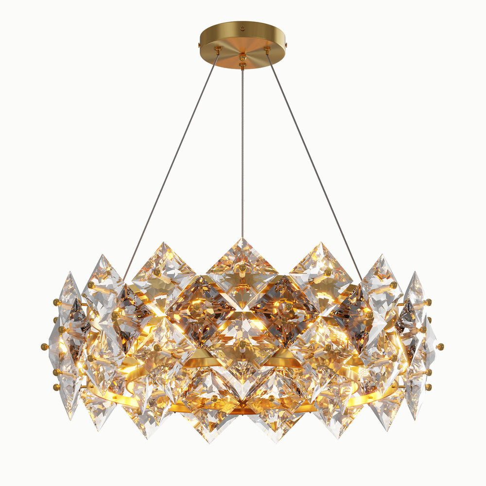 Smoke Gray Diamond Round Crystal Chandelier