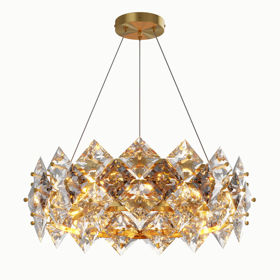 Smoke Gray Diamond Round Crystal Chandelier