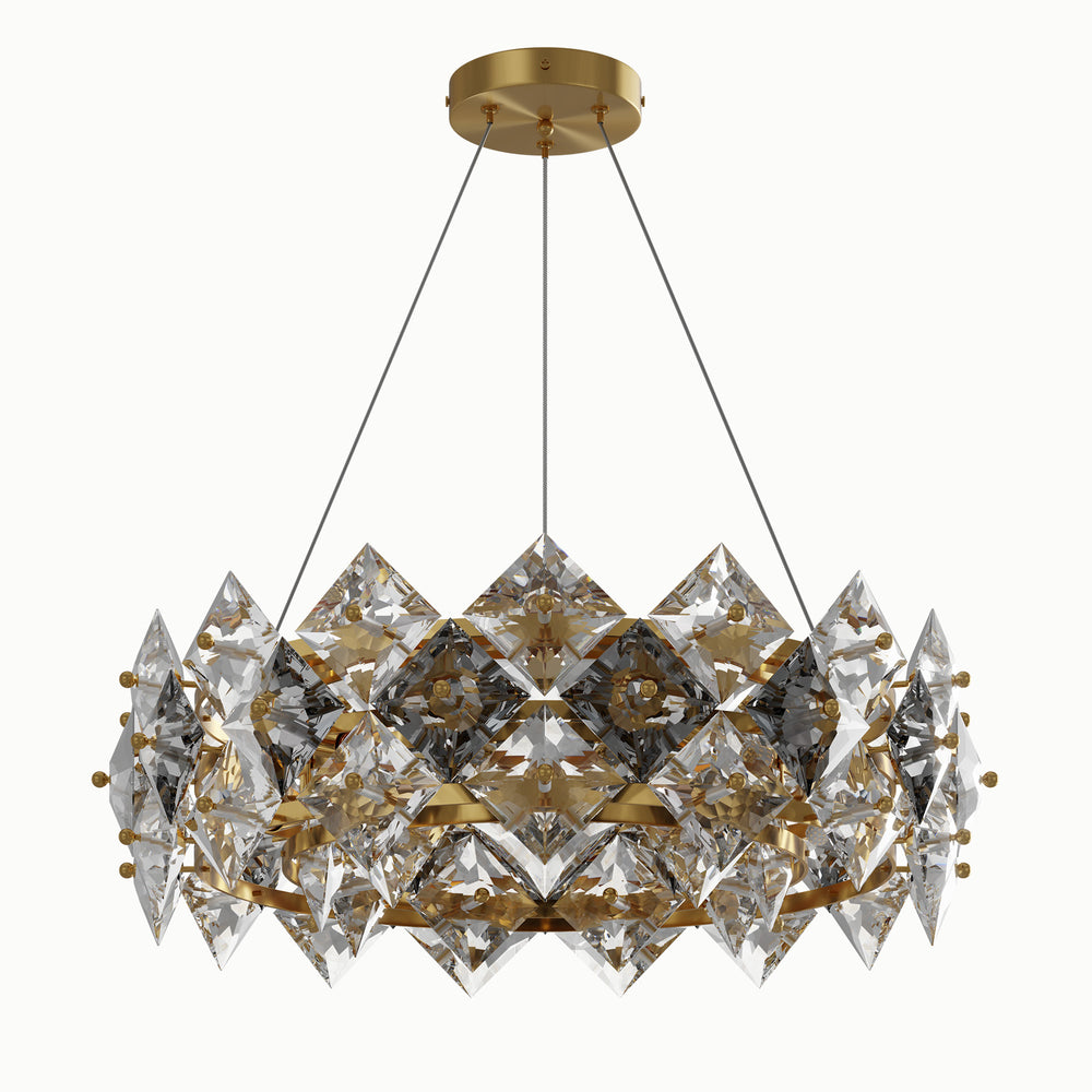 Smoke Gray Diamond Round Crystal Chandelier