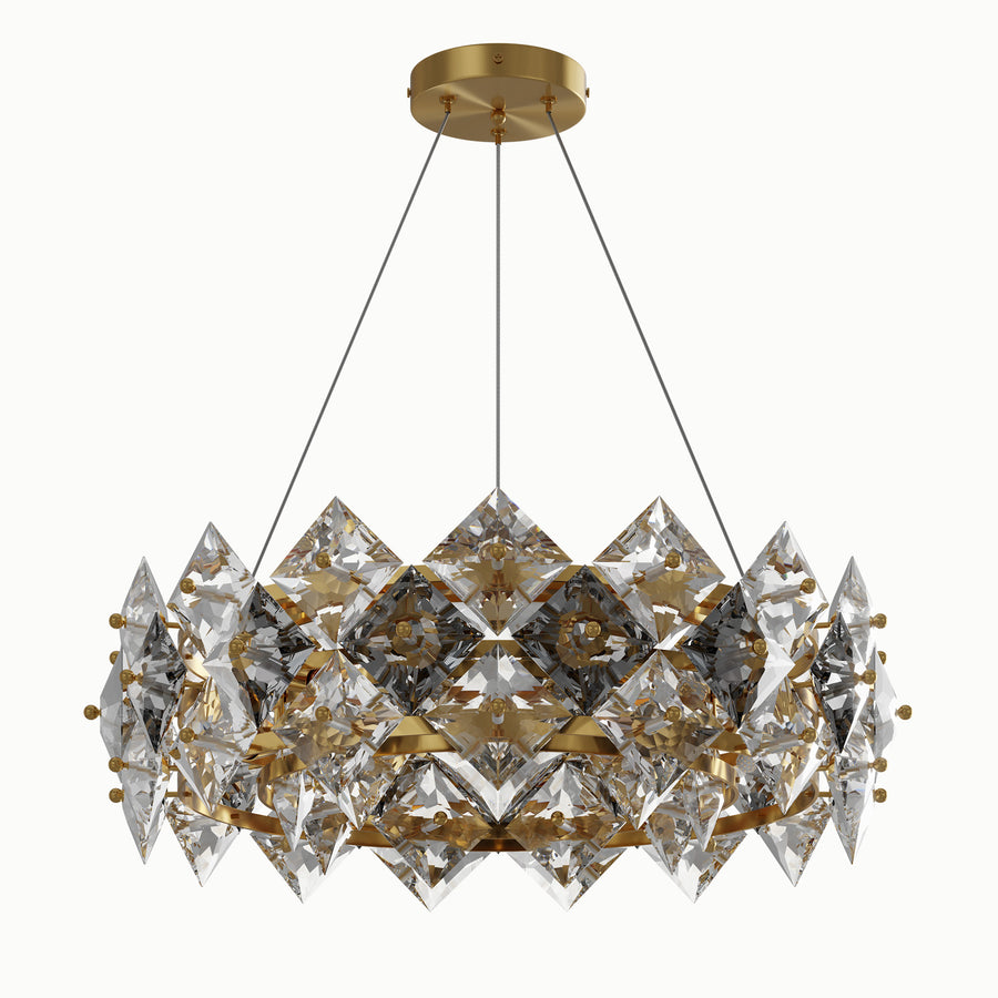 Smoke Gray Diamond Round Crystal Chandelier