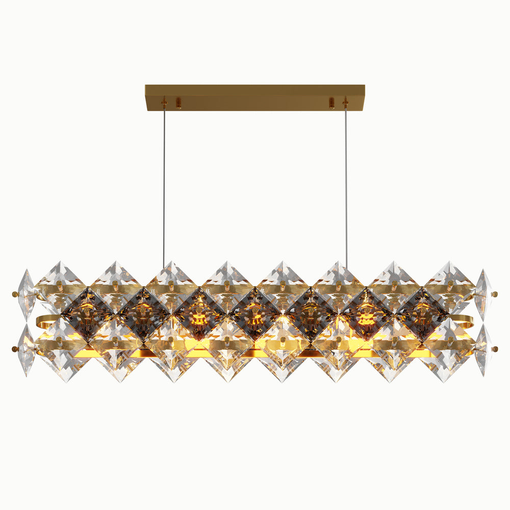 Smoke Gray Linear Diamond Rectangle Crystal Chandelier