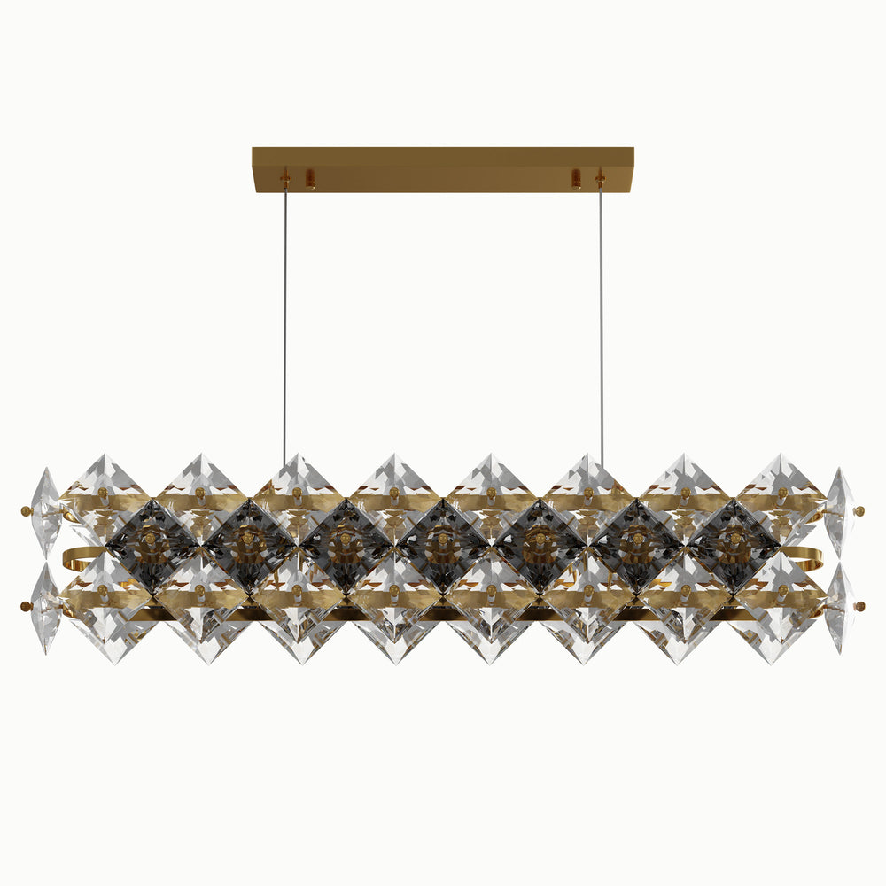 Smoke Gray Linear Diamond Rectangle Crystal Chandelier