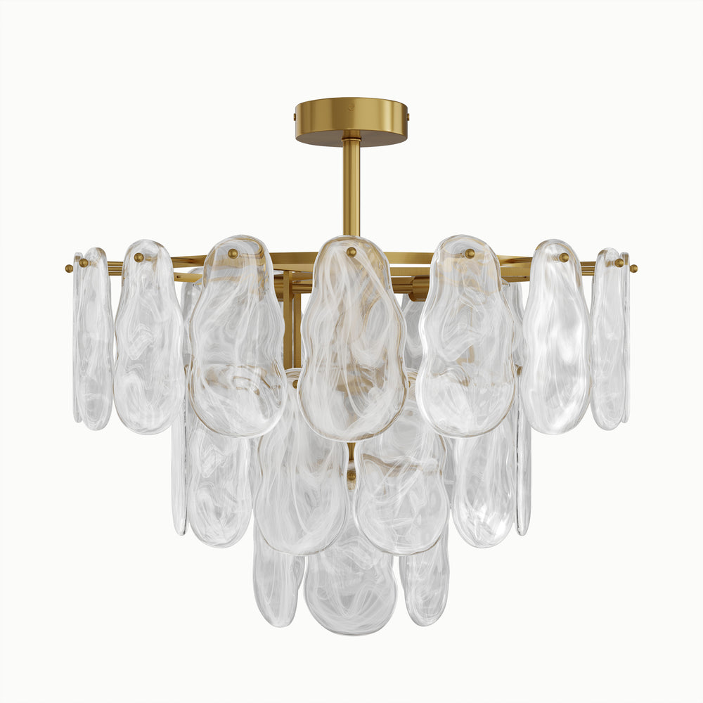 Round Shell Multi-Layer Cloud Glass Chandelier