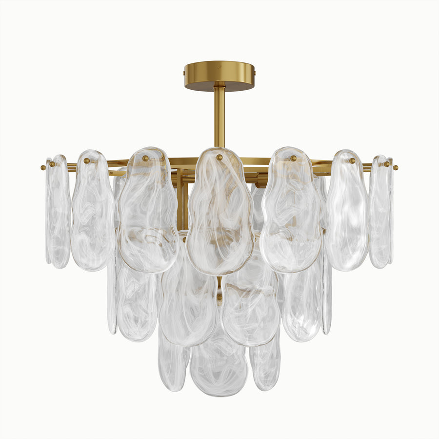 Round Shell Multi-Layer Cloud Glass Chandelier