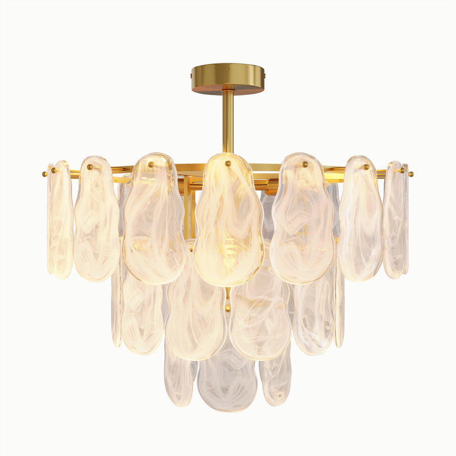 Round Shell Multi-Layer Cloud Glass Chandelier