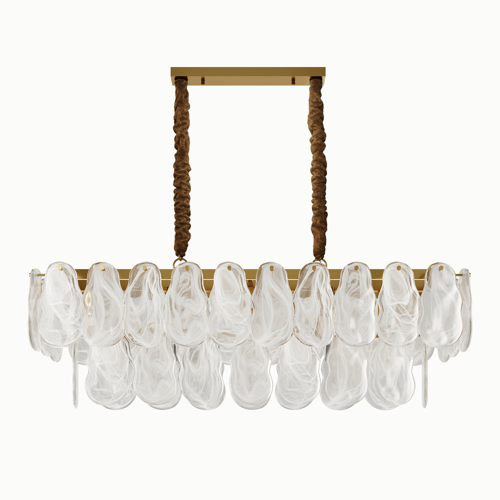 Rectangle Shell Multi-Layer Cloud Glass Chandelier
