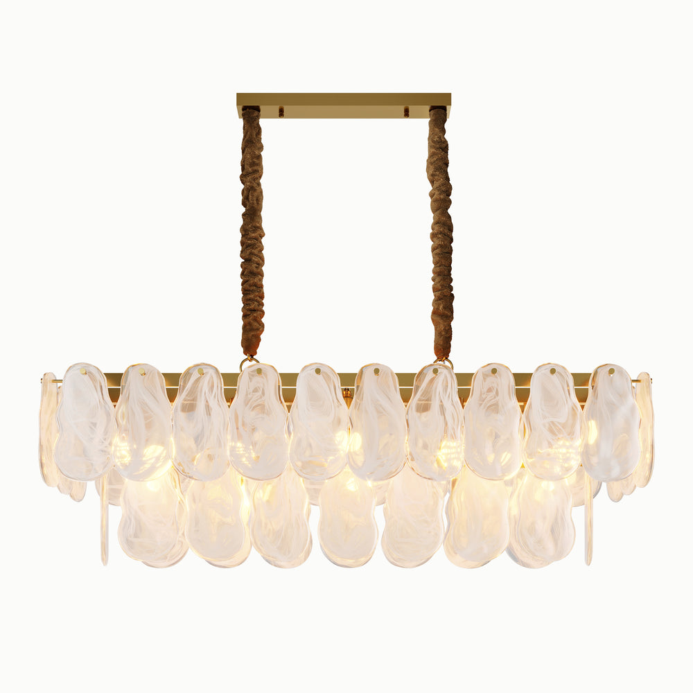 Rectangle Shell Multi-Layer Cloud Glass Chandelier