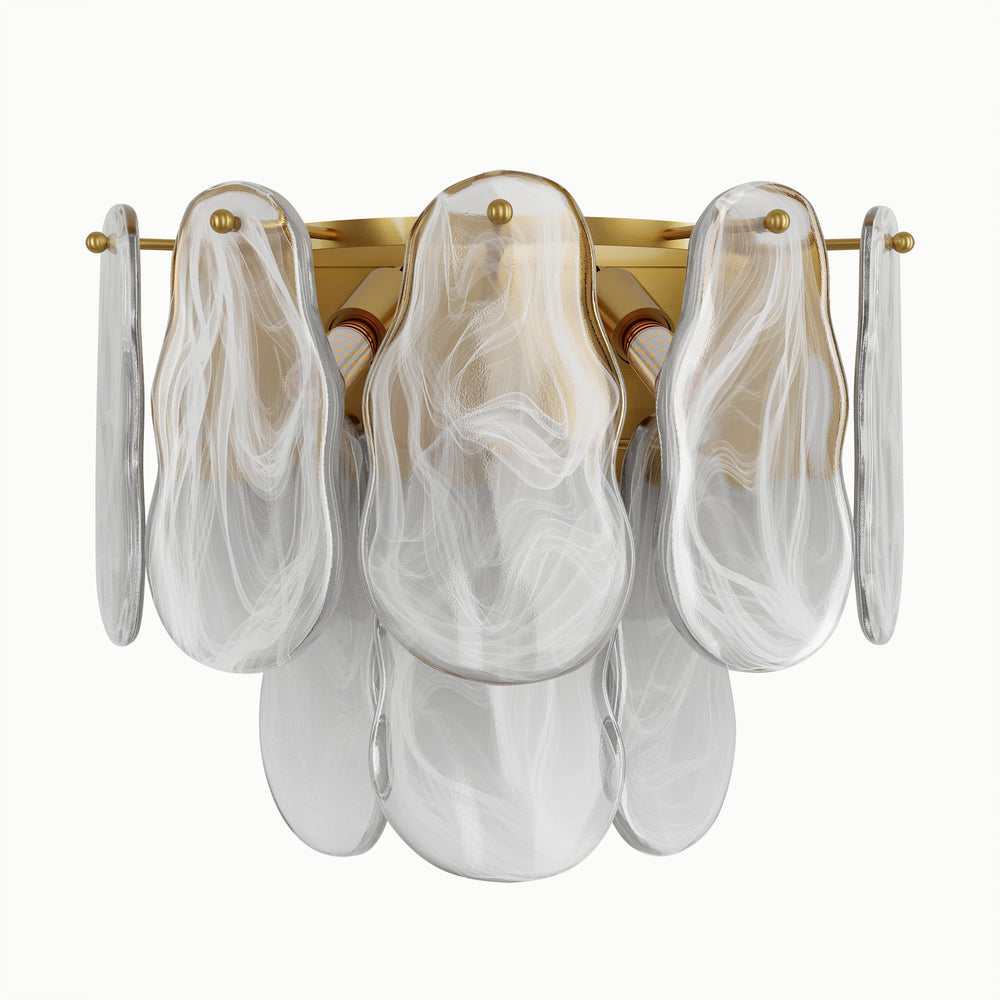 Brass Shell Texture Cloud Glass Wall Sconce