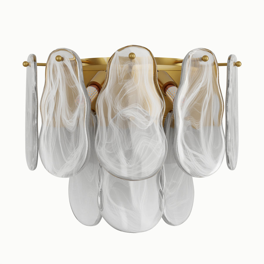 Brass Shell Texture Cloud Glass Wall Sconce