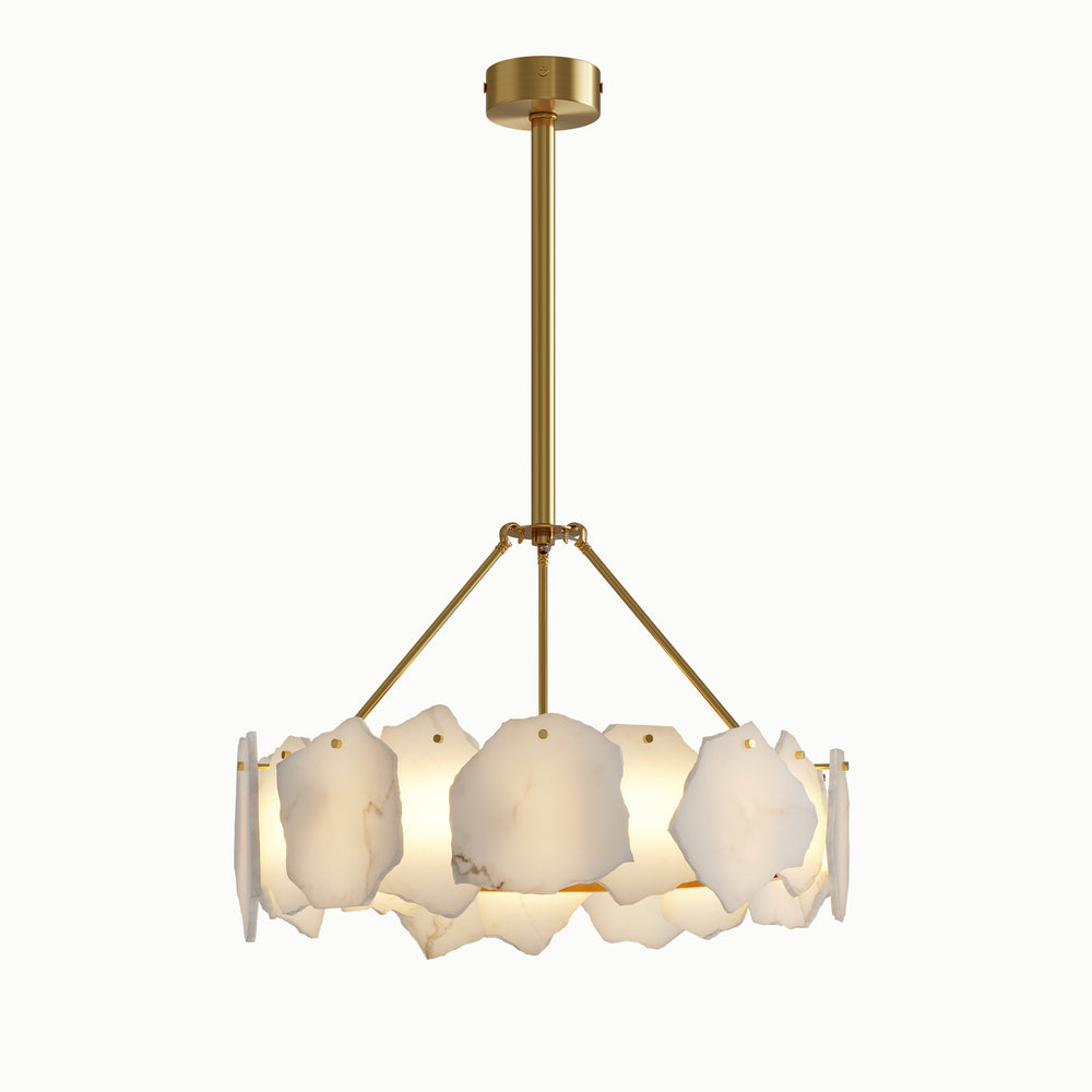 Round Brass Natural Dolomite Petal Chandelier