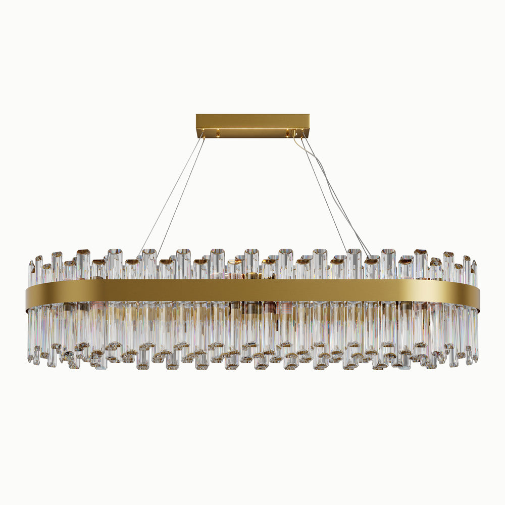 Rectangle Brass Geometric Ellipsoid Crystal Chandelier