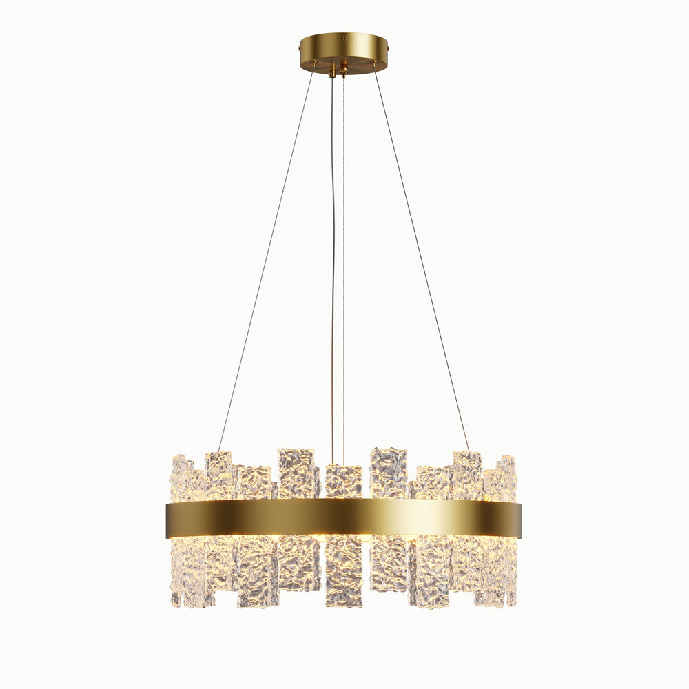 Round Brass Strip Water Glass Chandelier