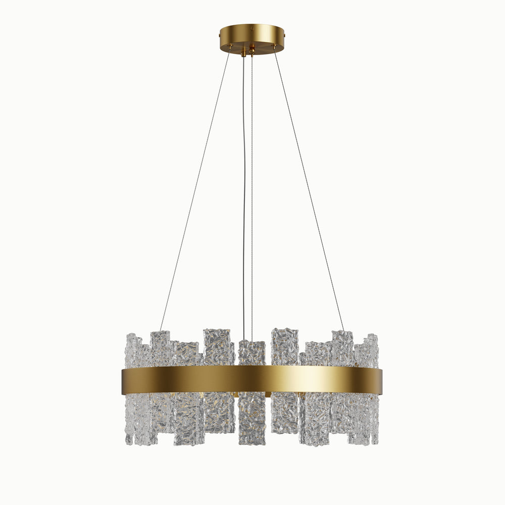 Round Brass Strip Water Glass Chandelier