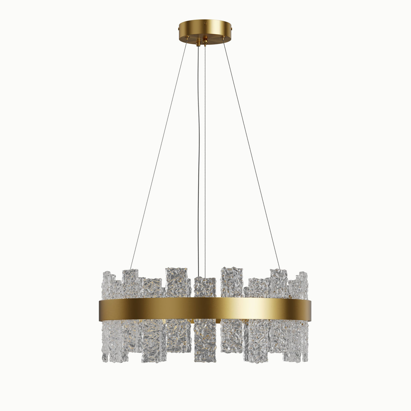 Round Brass Strip Water Glass Chandelier