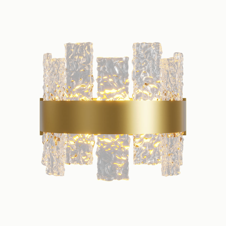 Brass Strip Water Pattern Glass Wall Sconce