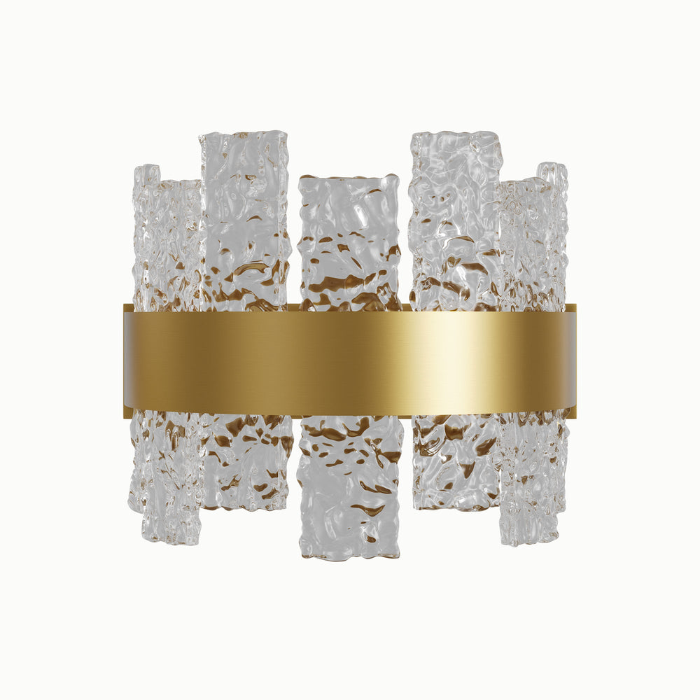 Brass Strip Water Pattern Glass Wall Sconce