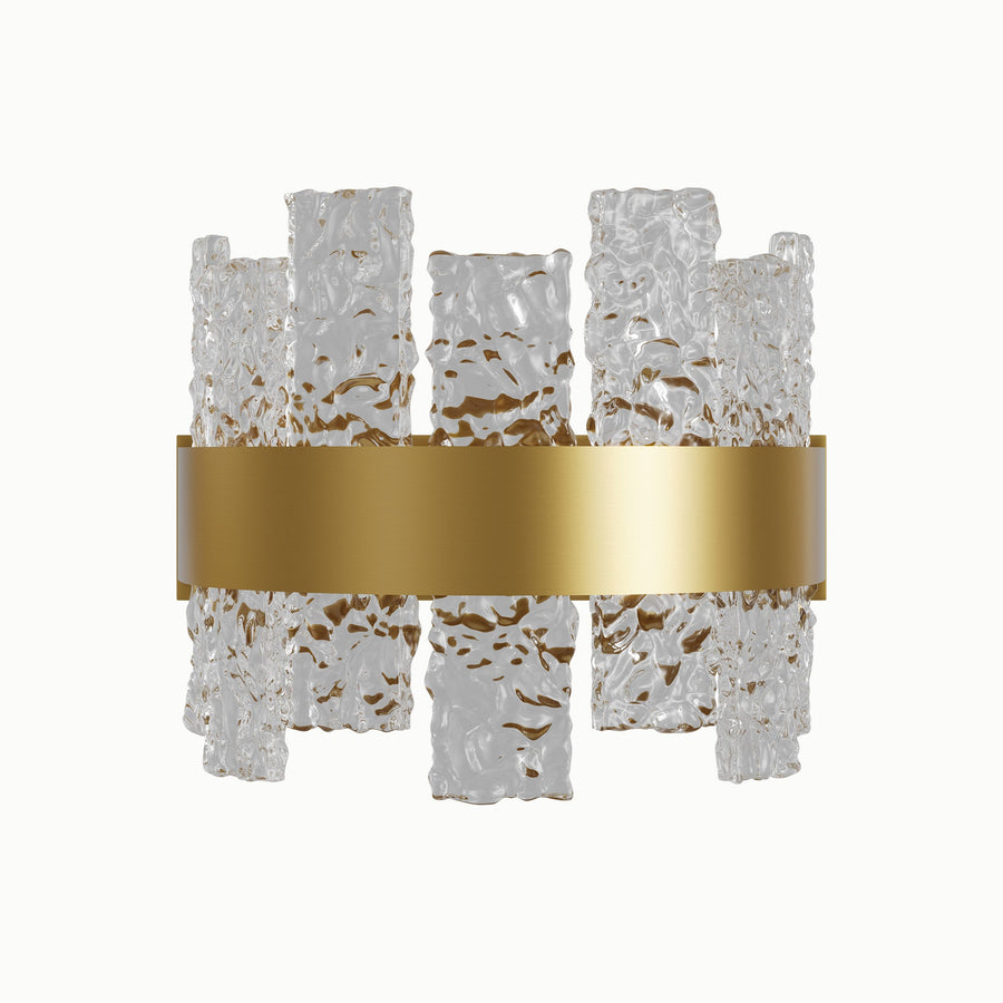 Brass Strip Water Pattern Glass Wall Sconce