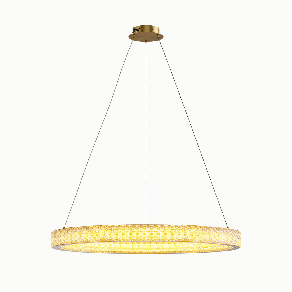Brass Single Circle Ring Dimmable Acrylic Chandelier