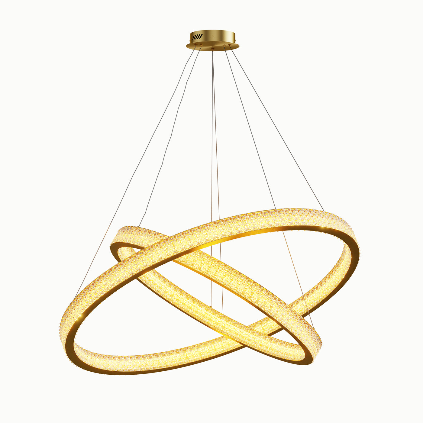 Brass 2-Layer Double Circle Dimmable Acrylic Chandelier