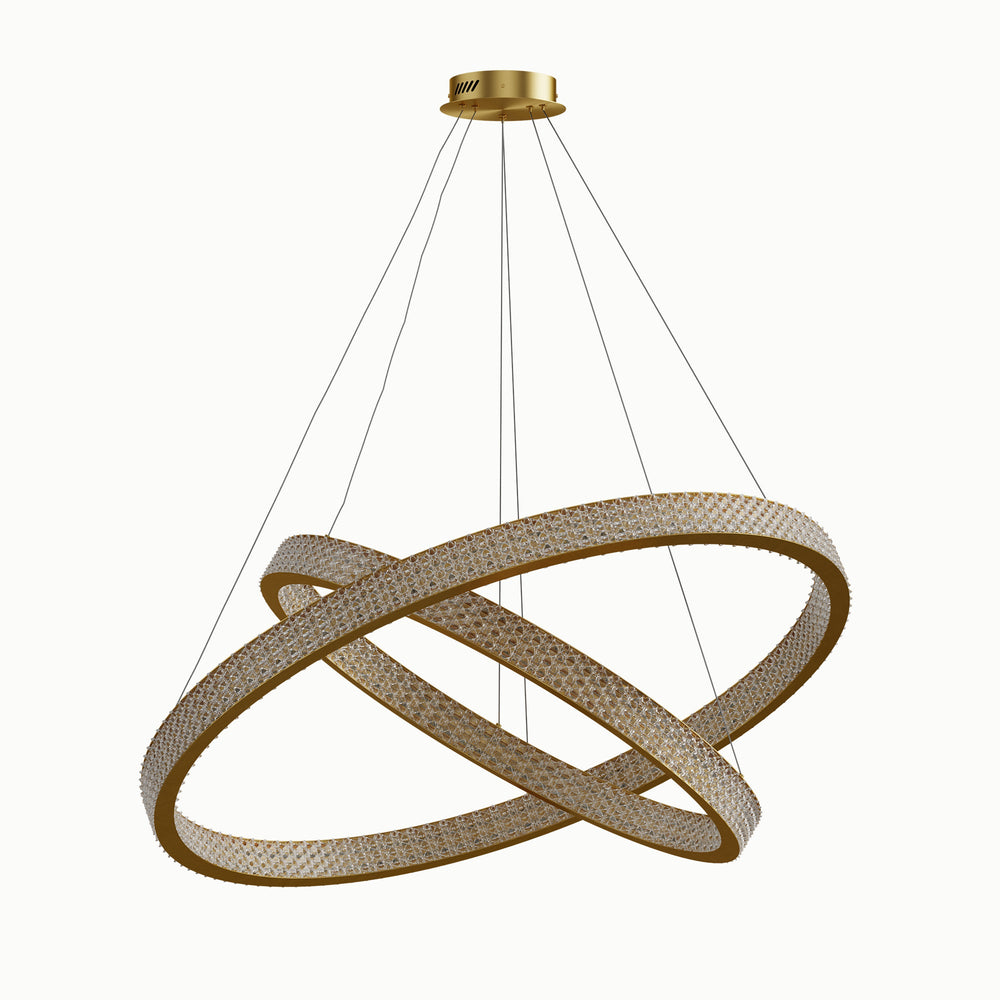 Brass 2-Layer Double Circle Dimmable Acrylic Chandelier