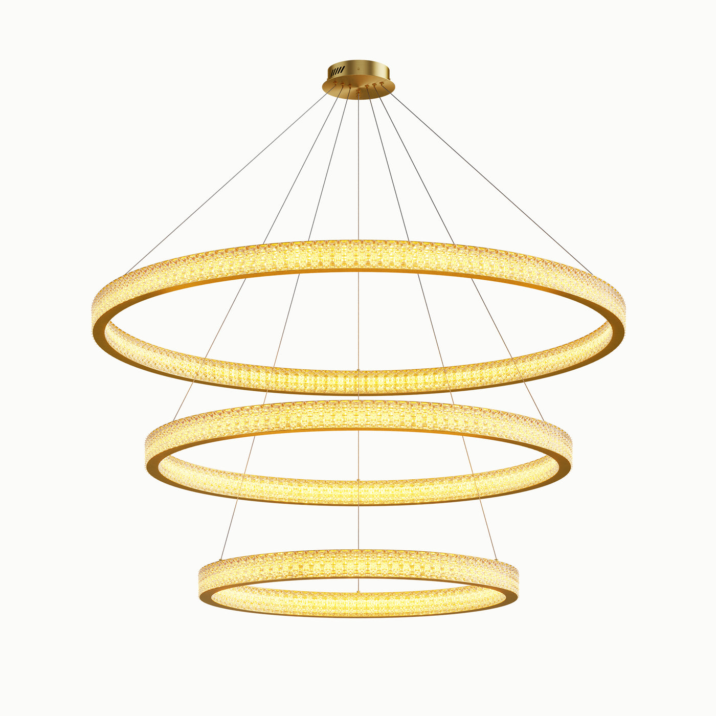 Brass 3-Layer Triple Ring Dimmable Acrylic Chandelier