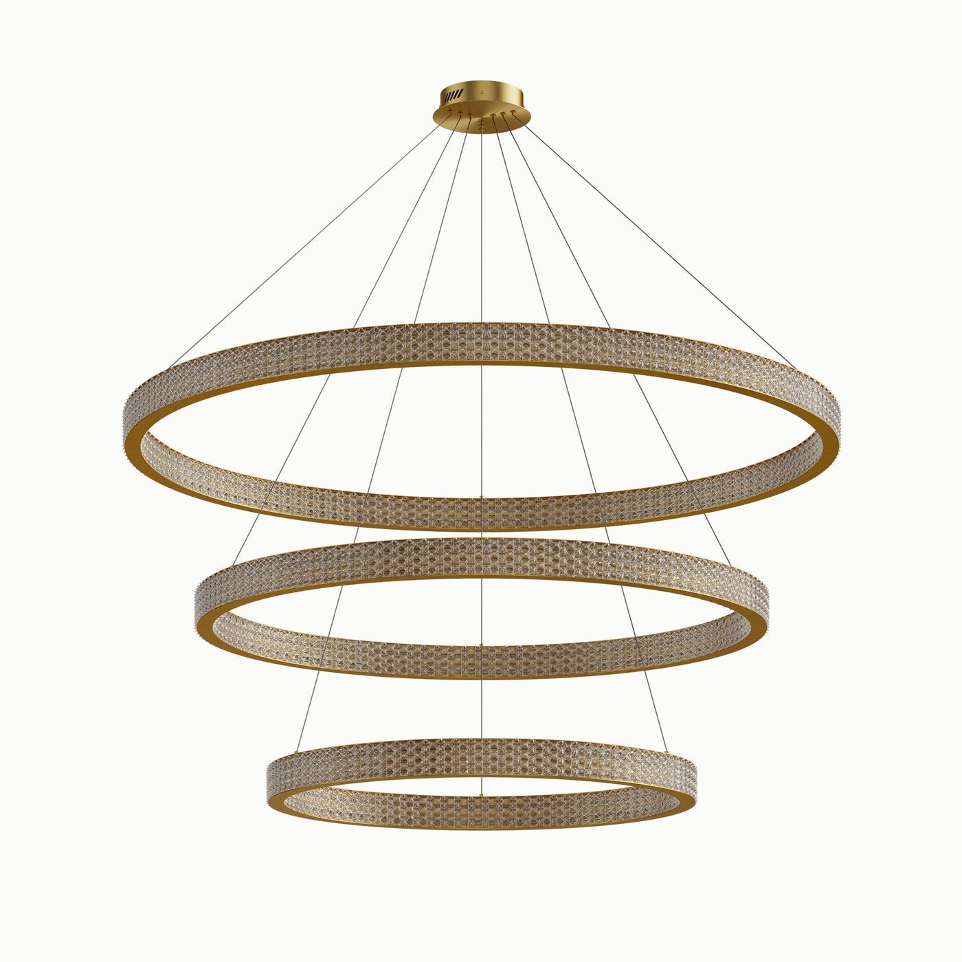 Brass 3-Layer Triple Ring Dimmable Acrylic Chandelier