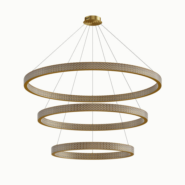 Brass 3-Layer Triple Ring Dimmable Acrylic Chandelier