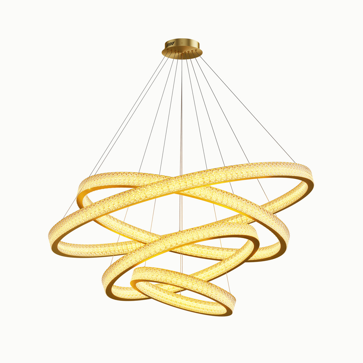 Brass 4-Layer Four Rings Dimmable Acrylic Chandelier