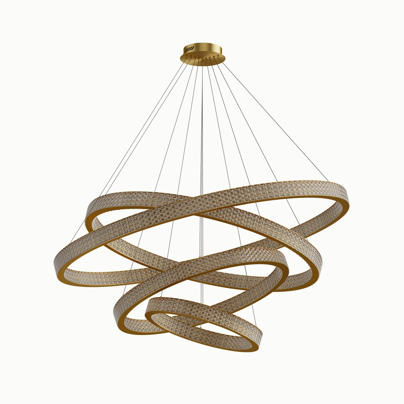 Brass 4-Layer Four Rings Dimmable Acrylic Chandelier