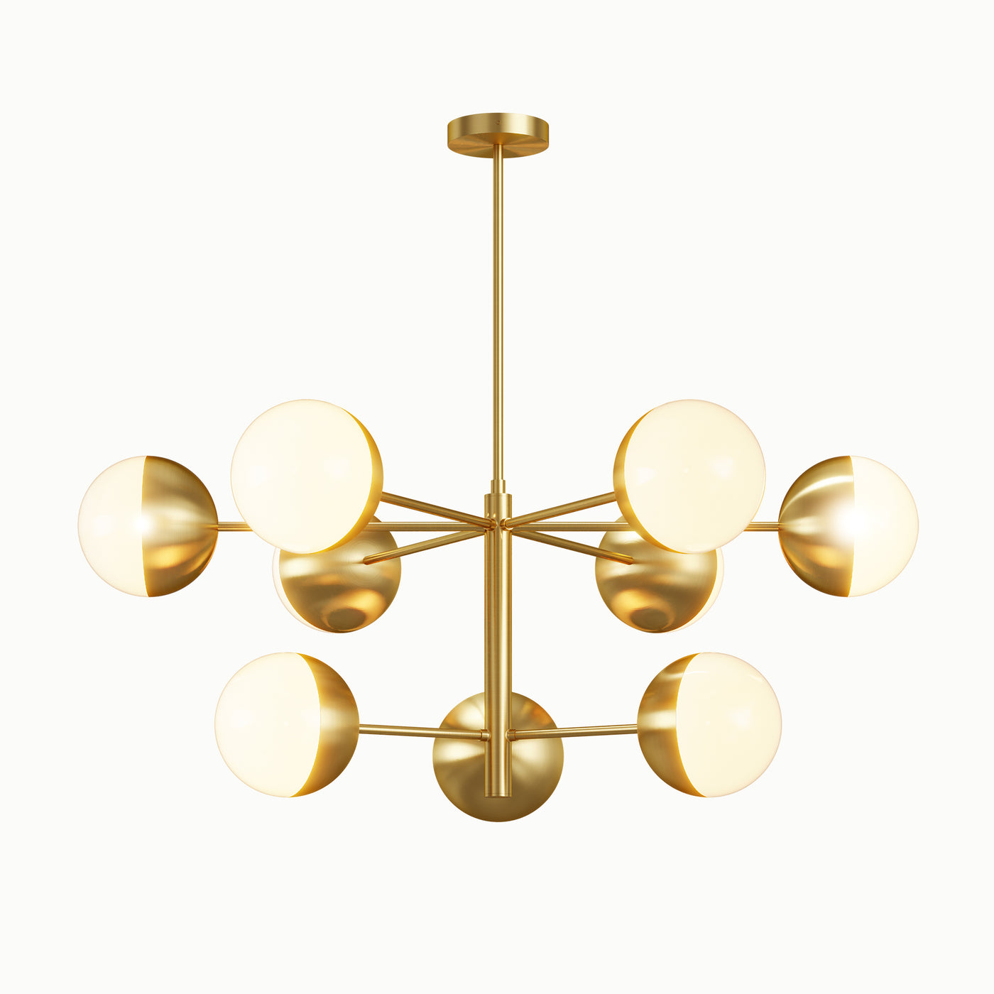 Brass Magic Bean Spherical Frosted Glass Double-Tier Chandelier